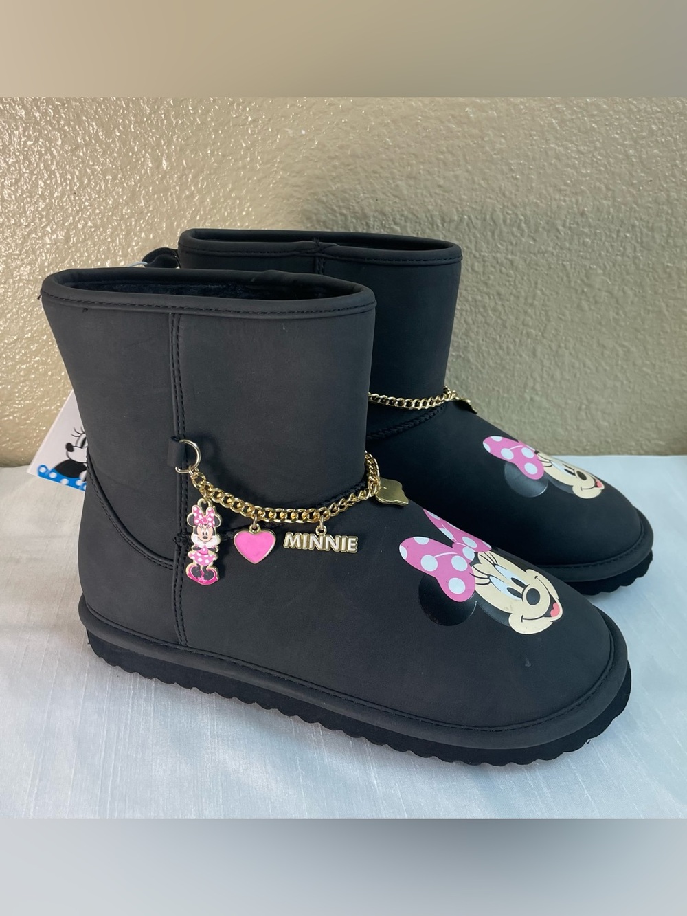 Disney Minnie Mouse  Kids Charm Black Winter Boots Size 3 ( Little Girls)